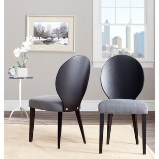 Safavieh Chic Oval Grey/ Black Side Chair (set Of 2) (GreyMaterials Rubber wood and polypropylene fabricFinish BlackSeat height 18.7 inchesSeat dimensions 17.3 inches wide x 17.3 inches deepChair dimensions 36.6 inches high x 17.9 inches wide x 20.8 