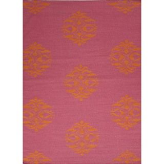 Flat Weave Moroccan Pink Wool Rug (36 X 56)