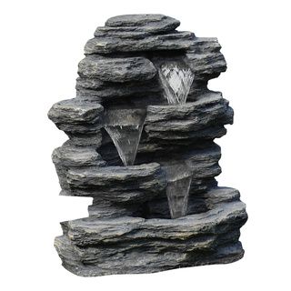 Pure Garden Cascade Rock Outdoor 3 Tier Water Fountain (PolyresinNumber of tiers Three (3)Weatherproof YesIndoor/outdoor use OutdoorPump included YesDimensions 18.3 inches long x 12.3 inches wide x 23 inches highAdjustable valve YesCord length 118 