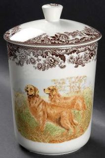 Spode Woodland Medium Canister with Lid, Fine China Dinnerware   Brown Floral Bo