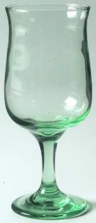 Unknown Crystal Unk6489 Water Goblet   Pale Green,Tulip Bowl,Smooth Stem