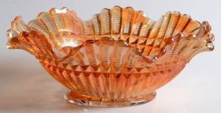 Imperial Glass Ohio File Marigold 9 Round Crimped Bowl   Line 256, Vertical/Hor