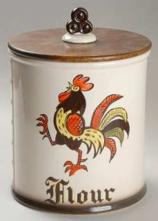 Metlox   Poppytrail   Vernon Red Rooster Flour Canister & Lid, Fine China Dinner