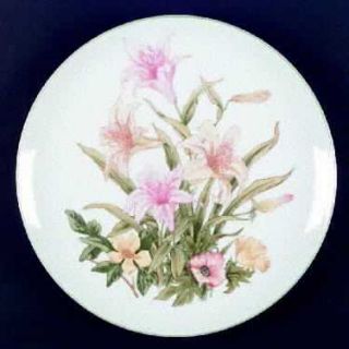 Shafford Jade Lily Dinner Plate, Fine China Dinnerware   Pink&Yellow Flowers,Gre