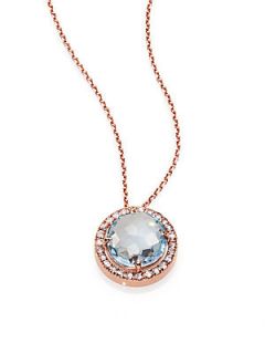 KALAN by Suzanne Kalan Blue Topaz, White Sapphire & 14K Rose Gold Necklace   Ros