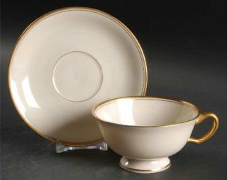 Lenox China 86 Footed Cup & Saucer Set, Fine China Dinnerware   Gold Inner Verge