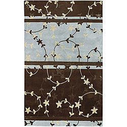 Hand knotted Chocolate/ Spa Wool Rug (26 X 10) (BrownPattern FloralMeasures 0.625 inch thickTip We recommend the use of a non skid pad to keep the rug in place on smooth surfaces.All rug sizes are approximate. Due to the difference of monitor colors, so