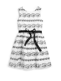 Blush by Us Angels Girls Floral Embroidered Organza Dress   White Black