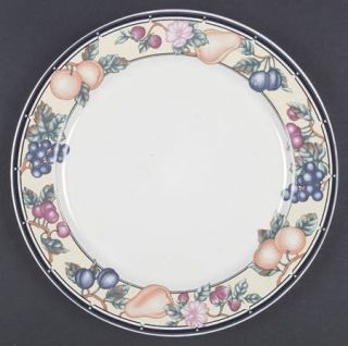 Oneida Orchard Dinner Plate, Fine China Dinnerware   Multicolor Fruit On Rim,Blu