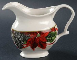 222 Fifth (PTS) Holiday Wishes Creamer, Fine China Dinnerware   Flowers,Pinecone