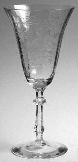 Glastonbury   Lotus Vesta Clear Water Goblet   Stem 75, Etch 1041, Floral Design