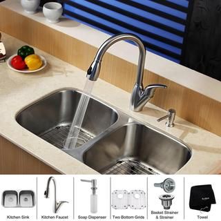 Kraus Kitchen Combo Set Stainless Steel Undermount Sink With Faucet