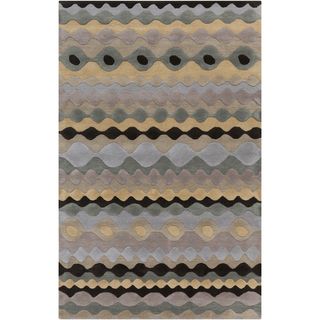 Hand tufted Sandygeo Grey Geometric Shapes Wool Rug (8 X 11)