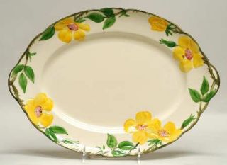 Franciscan Meadow Rose 14 Oval Serving Platter, Fine China Dinnerware   Yellow