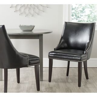 Afton Black Bi cast Leather Side Chair (set Of 2) (BlackIncludes Two (2) chairsMaterials Birchwood and bi cast leatherFinish EspressoSeat dimensions 22 inches width and 17.7 inches depthSeat height 19.7 inchesDimensions 36.4 inches high x 22 inches 