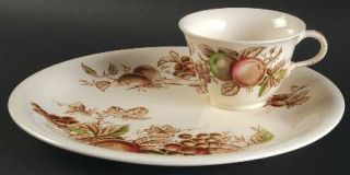 Johnson Brothers Harvest Time Brown/Multicolor Snack Plate & Cup Set, Fine China