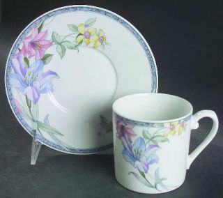 Studio Nova Classic Garden Flat Cup & Saucer Set, Fine China Dinnerware   Pastel