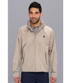 U.S. Polo Assn Fleece Lined Golf Jacket with PU Piping Mens Jacket (Taupe)