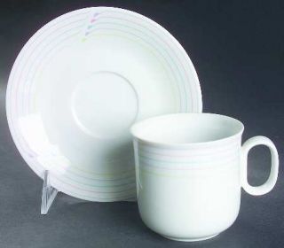 Ranmaru Leslie Flat Cup & Saucer Set, Fine China Dinnerware   Gallery Collection