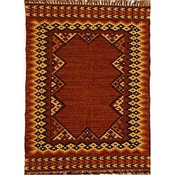 Hand woven Wool And Jute Rug (5 X 8) (Orange Pattern Southwestern Tip We recommend the use of a non skid pad to keep the rug in place on smooth surfaces.All rug sizes are approximate. Due to the difference of monitor colors, some rug colors may vary sli