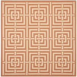 Poolside Terracotta/ Cream Indoor/ Outdoor Rug (67 Square)