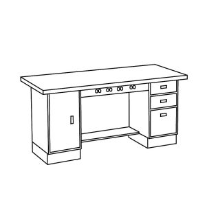 Edsal Outlet Ready Pedestal Workstation   (1) 3 Drawer Pedestal & (1) Cabinet Pedestal   72X30 Esd Top