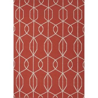 Flat Weave Red/ Orange Wool Handmade Runner (26 X 8)