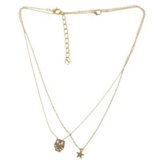 2 Piece Necklace Set with Star and Owl Charms   Gold