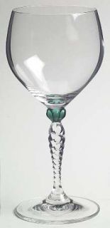 Gorham Ariana Emerald Water Goblet   Green Bulbous Accent Clear Twist Stem