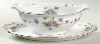 Wentworth Viola Gravy Boat with Attached Underplate, Fine China Dinnerware   Pur