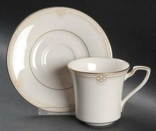 Noritake Satin Gown Flat Cup & Saucer Set, Fine China Dinnerware   Cream Body, R