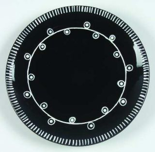 Dansk Alibi Salad Plate, Fine China Dinnerware   Black & White Lines,Dots,Circle