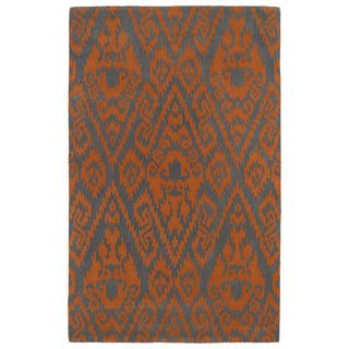 Hand tufted Runway Orange/ Charcoal Ikat Wool Rug (8x11)