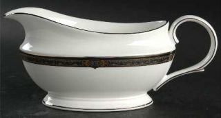 Lenox China Vintage Jewel Gravy Boat, Fine China Dinnerware   Gold & Black Borde