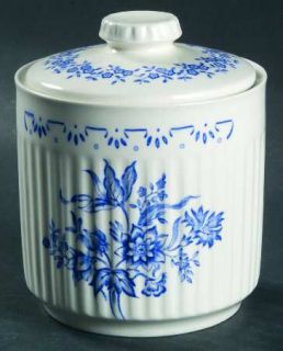 Johnson Brothers Deauville Sugar Bowl & Lid, Fine China Dinnerware   Blue & Whit