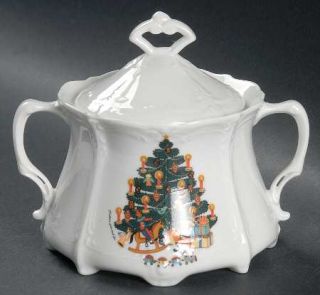 Tirschenreuth Tannenbaum Sugar Bowl & Lid, Fine China Dinnerware   Christmas Tre