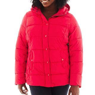 St. Johns Bay St. Johns Bay Puffer Jacket   Plus, Red, Womens