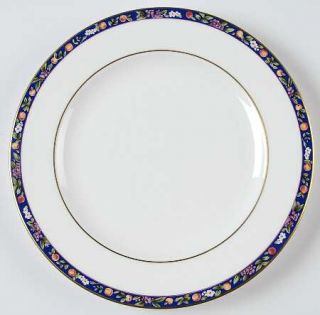 Pfaltzgraff Camden Salad Plate, Fine China Dinnerware   Blue Band W/White Flower