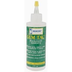 Beacon Gem tac Four ounce Permanent Clear dry Multisurface Adhesive (4 ouncesPermanent adhesiveBonds gems, sequins, glitter and rhinestones to fabricsBonds fabrics to glass, vinyl, metal and patent leatherA great multi purpose adhesiveWashable, dries crys