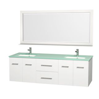 Centra White/ Green Glass 72 inch Double Bathroom Vanity Set