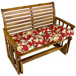 Palazzo Floral Outdoor Bench Cushion (Red Pattern Floral Materials PolyesterFill Poly fill material with recycled, post consumer plastic bottlesClosure Sewn Weather resistantUV protectionCare instructions Spot cleanDimensions 4 inches high x 17 inch