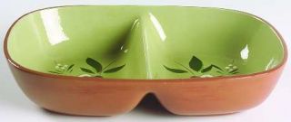 Stangl Magnolia Rectangular Divided Vegetable Bowl, Fine China Dinnerware   Rust