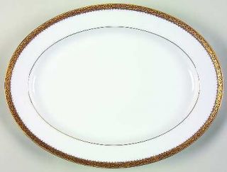 Noritake Essex Gold 13 Oval Serving Platter, Fine China Dinnerware   Contempora