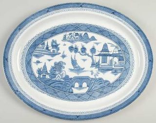 Enoch Wood & Sons Canton Blue 16 Oval Serving Platter, Fine China Dinnerware  