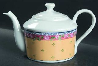 Sakura Trellis Rose Teapot & Lid, Fine China Dinnerware   Roses & Lattice     Ul
