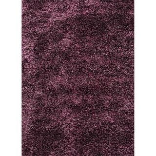 Hand woven Shags Solid Pattern Purple Rug (8 X 10)