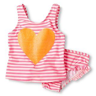 Carters Striped 2 pc. Striped Heart Swimsuit   Girls 4 6x, Pink, Girls