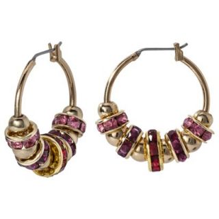 Lonna & Lilly Hoop Earrings with Red Stone Rondelles   Gold
