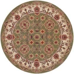 Hand tufted Green/ Ivory Wool Rug (79 Round)