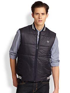 Fred Perry Tipped Quilted Gilet Vest   Blue